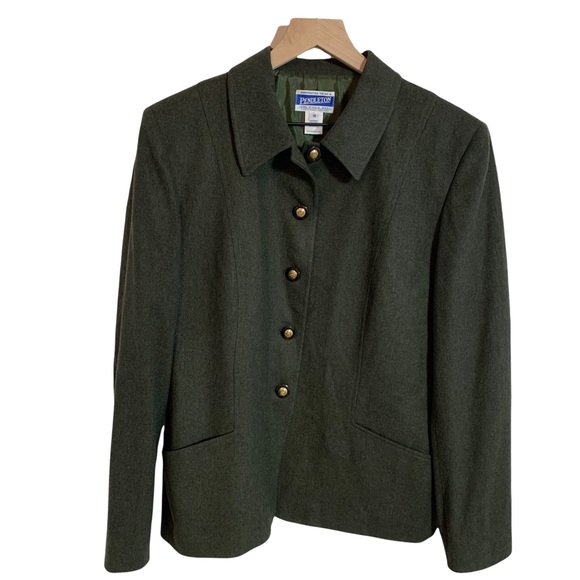 Pendleton Jackets & Blazers - NWT Vintage PENDLETON Womens 100% Wool Jacket Blazer Green Sz 14 VTG Folklore.